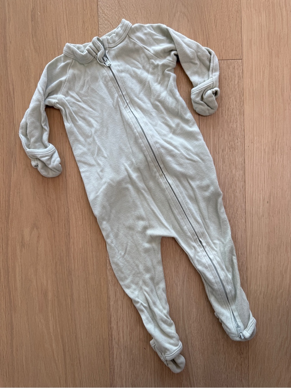 Goumi Sage Green One-Piece Zip Footie Pajamas